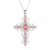 Hivava  -  Gothic Pink Cross Necklace Y2K Purple Zircon Punk Pendant Necklace Grunge Heart Cross Necklace for Women Jewelry Accessories