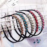 Hivava Fashion Crystal Hairband Non-slip Bezel Colorful Rhinestone Flower Hair Hoop Bands Elastic Headbands for Women Hair Accessories