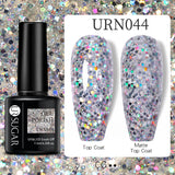 Hivava  -  7.5ml Glitter Nail Gel Polish Summer Laser Silver Nude Sequins Manicure Semi Permanent Soak Off Nail Art Gel Varnish