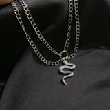 Hivava Kpop Women Neck Chain Snake Choker Necklaces On The Neck Double Layer Pendant Jewelry   Chocker Collar For Girls Checker Goth