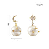 Hivava  -  fashion stars and moon Romantic pearl women earrings copper alloy earrings Classic bulk wholesale earrings