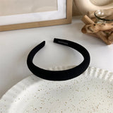 Hivava  -  Winter Solid Velvet Bezel Women Girl Broadside Hair Bands  Pearl Cross Headband Hair Hoop Fashion Black Leather Braided Hairband