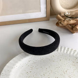 Hivava  -  Winter Solid Velvet Bezel Women Girl Broadside Hair Bands  Pearl Cross Headband Hair Hoop Fashion Black Leather Braided Hairband