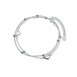 Hivava  -   Double Love Heart Hollow Round Beads Bracelet Female Fashion Romantic Jewelry Classic Adjustable