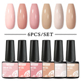 Hivava  -  6/8Pcs Spring Pink Color Gel Nail Polish Set Semi Permanent Varnishes Nail Art Design Hybrid Soak Off UV LED Gel Manicure Kit