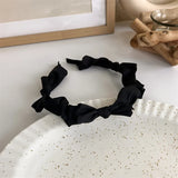 Hivava  -  Winter Solid Velvet Bezel Women Girl Broadside Hair Bands  Pearl Cross Headband Hair Hoop Fashion Black Leather Braided Hairband