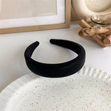 Hivava  -  Winter Solid Velvet Bezel Women Girl Broadside Hair Bands  Pearl Cross Headband Hair Hoop Fashion Black Leather Braided Hairband