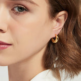 Hivava  -   plated Chunky Hoop Earrings for Women Geometric Circle Punk Ear Jewelry Party Gifts New