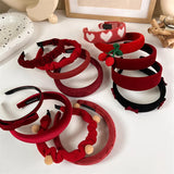 Hivava  -  Vintage Red Womens Headband Woolen Velvet Hair Band Headwear Girl Wide Side Sponge Hair Hoop Christmas New Year Hair Accessories