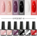 Hivava  -  6/8Pcs Spring Pink Color Gel Nail Polish Set Semi Permanent Varnishes Nail Art Design Hybrid Soak Off UV LED Gel Manicure Kit