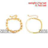 Hivava Fashion Statement Heavy Metal Bangle Bracelet Trendy Gold Color Copper Chain U Link Crystal Bracelet Pulseras Women Bijoux Gift