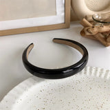 Hivava  -  Winter Solid Velvet Bezel Women Girl Broadside Hair Bands  Pearl Cross Headband Hair Hoop Fashion Black Leather Braided Hairband