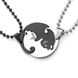 Hivava Couple Heart Necklace Cute Cartoon Cat Pendant Necklace Simple Color Black Animal Necklace Jewelry Gift For Girl Boys