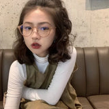 Hivava  Milk Tea Color Anti-blue Glasses Frame Women No Makeup Fashion Glasses Men Contrasting Cute Decorative Glasses