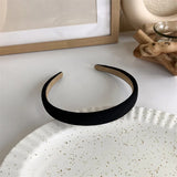 Hivava  -  Winter Solid Velvet Bezel Women Girl Broadside Hair Bands  Pearl Cross Headband Hair Hoop Fashion Black Leather Braided Hairband