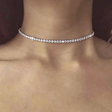 Hivava Minimalist Stainless Steel Thin Shining Crystal Choker For Women Exquisite Glitter Rhinestone Crystal Chain Necklaces Jewelry