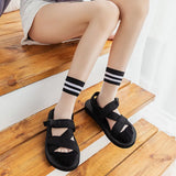 Hivava  Summer Women Ultrathin Transparent Socks Meias Harajuku Striped Crystal Socks Glass Silk Sock Calcetines Mujer