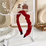 Hivava  -  Vintage Red Womens Headband Woolen Velvet Hair Band Headwear Girl Wide Side Sponge Hair Hoop Christmas New Year Hair Accessories