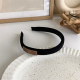 Hivava  -  Winter Solid Velvet Bezel Women Girl Broadside Hair Bands  Pearl Cross Headband Hair Hoop Fashion Black Leather Braided Hairband