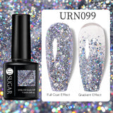 Hivava  -  7.5ml Glitter Nail Gel Polish Summer Laser Silver Nude Sequins Manicure Semi Permanent Soak Off Nail Art Gel Varnish