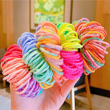 Hivava 100PCS/Set Girls Cute Colorful Basic Spiral Elastic Hair Bands Small Pigtail Hair Tie Scrunchie Rubber Band Kid Hair Accessories