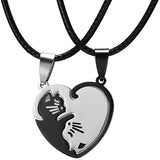 Hivava Couple Heart Necklace Cute Cartoon Cat Pendant Necklace Simple Color Black Animal Necklace Jewelry Gift For Girl Boys