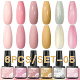 Hivava  -  6/8pcs Gel Nail Polish Set Nude Pink Gel Varnishes Kit Glitter Soak Off Uv Led Gel Semi Permanent Nail Art Gel Lacquer