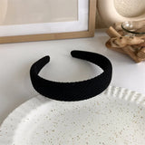 Hivava  -  Winter Solid Velvet Bezel Women Girl Broadside Hair Bands  Pearl Cross Headband Hair Hoop Fashion Black Leather Braided Hairband