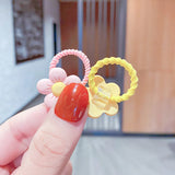 Hivava 10PCS/Set New Girls Cute Cartoon Flower Small Scrunchie Kids Ponytail Hair Tie Elastic Hair Bands Fashion Hair Accessories Set