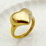 Hivava  -  1PC Fashion Personality Simple Heart Shaped Stainless Steel Ring  For Party Dance  Men And Women's Daily Wear