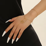 gold Stainless Steel Hollow Sun Ring One-Piece Bracelet Women's Geometric Ethnic Jewelry Sling Chain Bracelet Party Gift