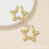 gold Hot Selling Super Large Bamboo Pattern Star Earrings Exaggerated Golden Big Circle Punk Hip Hop Earrings for Women