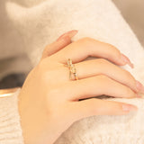 gold Bow Ring Personalized Three-Dimensional Fashion Index Finger Ring S925 Sterling Silver Ring Fashion Light Luxury Women's Bracelet