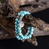 silver bracelet with dangling beads Bracelet Supply 8mm Turquoise Bracelet Two-Piece Set Wisdom Tree Bracelet Bracelet