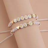 bracelets Fashion Love Letter Pink Crystal Beaded Mother's Day Gift Bracelet Suit