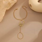 gold Stainless Steel Hollow Sun Ring One-Piece Bracelet Women's Geometric Ethnic Jewelry Sling Chain Bracelet Party Gift