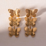 gold New Trendy Elegant Stainless Steel Earrings Female Niche Retro Fashion Butterfly Earrings Jewelry Factory Direct Sales