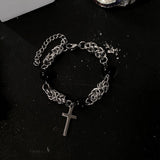 Hivava CROSS BLACK PEARL CHAIN BRACELET