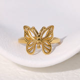 butterfly ring Elegant Butterfly Open Ring Sweet All-Match Niche 18K Gold Plated Non-Fading Stainless Steel Ring for Women