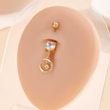 belly ring Fashion with Diamond Moon-Shaped Zircon Navel Nail Suitable for Women's Daily Wear