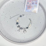 silver bracelet with dangling beads Oxygen Loss Star Cat Claw Bone Bracelet Female Ins Niche High Sense DIY Handmade Beaded All-Match Bracelet Girlfriends