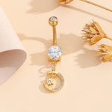 belly ring Fashion with Diamond Moon-Shaped Zircon Navel Nail Suitable for Women's Daily Wear