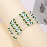 bracelets New Jewelry Multi-Sided Cut Color Crystal Beaded Bracelet Suit Acrylic Heart-Shaped Stretch Bracelet