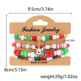 bracelets Christmas Combination Bracelet Creative Color Acrylic Santa Claus Snowflake Elastic Beaded Bracelet Christmas Suit