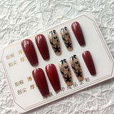 color C432-Ink Ink New Bud Wear Nail Polish Finished Nail Polish Long T-Shaped Nail Polish Chinese Style Fake Nail Patch