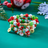 bracelets Christmas Combination Bracelet Creative Color Acrylic Santa Claus Snowflake Elastic Beaded Bracelet Christmas Suit