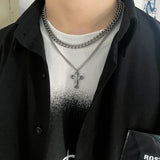 Hivava DOUBLE CHAIN CROSS CHAIN NECKLACE