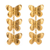 gold New Trendy Elegant Stainless Steel Earrings Female Niche Retro Fashion Butterfly Earrings Jewelry Factory Direct Sales