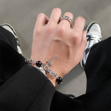 Hivava CROSS BLACK PEARL CHAIN BRACELET