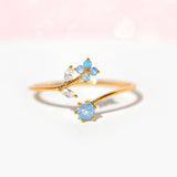 butterfly ring New Blue Mori Flower Ring Fashion Women's Elegant Diamond Blue Flower Ring